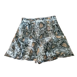 ZARA Brown Black Silky Ruffle Hem Lightweight Snake Reptile Print Skort Skirt